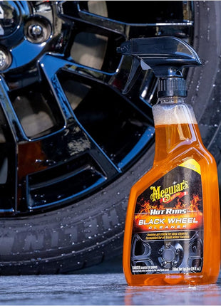 Meguiar's Hot Rims Black Wheel Cleaner, Deep Foaming Gel Specially Formulated to Effectively Clean Matte, Gloss, Satin, and Chrome Black Wheels, 24 Oz Spray Bottle