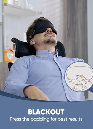 MZOO Luxury Sleep Mask for Women Men Patented Light Blocking Design | Zero Eye Pressure, 3D Contoured Sleeping Mask for Side Sleeper, Breathable, Adjustable, for Travel, Black