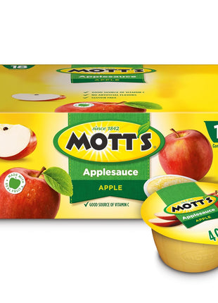 Mott's Applesauce, 4 Oz Cups, 18 Count, No Artificial Flavors, Good Source Of Vitamin C, Nutritious Option For The Whole Family