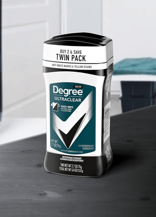 Degree Men UltraClear Antiperspirant Deodorant Black+White 2 Count 72-Hour Sweat & Odor Protection Antiperspirant For Men With MotionSense Technology 2.7 oz