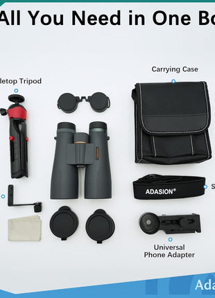 15x56 UHD Binoculars for Adults High Powered with Phone Adapter and Tripod, Super Powerful BAK4 Prism Waterproof Binoculars for Hunting Stargazing Bird Watching Hiking Safari Travel Sports