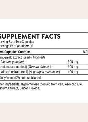 THORNE Women's Libido Boost, Fenugreek, Damiana & Shatavari, 60 Capsules