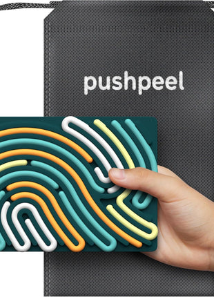 Pushpeel Sensory Activity Board: Silicone Fidget Toy for Calming, Stress, Anxiety, ADHD & Autism | Silent, No Mess | Kids 3+ & Adults | Includes Portable Travel Bag & 11 Strings