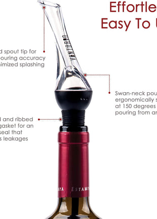 Vintorio Wine Aerator Pourer   Premium Aerating Pourer and Decanter Spout (Black)
