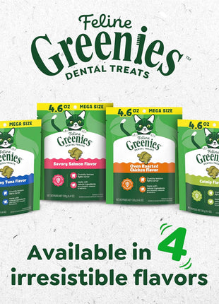 Greenies Cat Treats, Feline Veterinarian-Recommended Adult Natural Dental Treats, Catnip Flavor, 9.75 oz. Tub