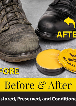 Fiebing's Yellow Saddle Soap for Leather (3.5 oz Tin) - Leather Cleaner & Conditioner to Soften, Protect & Restore Leathercraft - Leather Soap for Car Seat, Couch, Shoe, Purse, Boot, Bag, & Saddles