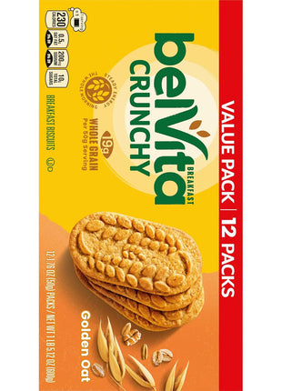 belVita Breakfast Bars Biscuits, Golden Oat, Value Pack, 12 Packs (4 Biscuits Per Pack)