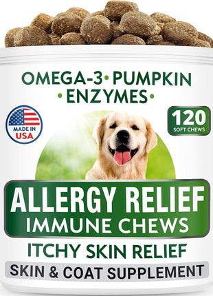 Glucosamine + Allergy Relief Bundle - Senior Advanced Joint Health + Itchy Skin Relief - Chondroitin, Omega-3 + Pumpkin, Enzymes - Hip & Joint Care + Seasonal Allergies - Immune Supplement - 240Ct