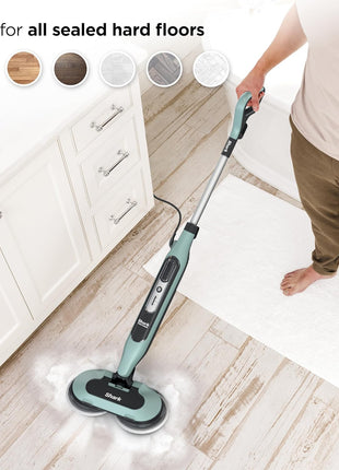 Shark Steam & Scrub Steam Mop, All-in-One Hard Floor Cleaner, Grey, S8001 | LED Headlights, 4 Dirt Grip Soft Scrub Pads Included, XL Water Tank, Swivel Steering