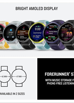 Garmin® Forerunner® 570, 47mm, Advanced GPS Running and Triathlon Smartwatch, AMOLED Display, Training and Recovery Features, Slate Gray Aluminum with Translucent Black/Black Band