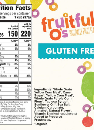 Cascadian Farm Organic Fruitful O's Breakfast Cereal, Gluten Free, Made With Whole Grain, 10.2 oz