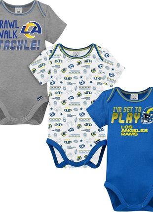 Gerber NFL Unisex-Baby NFL Team 3 Pack Short Sleeve Onesie Bodysuit