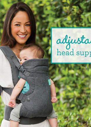 Infantino Flip 4-in-1 Convertible Baby Carrier, Adjustable, Ergonomic Babywearing, Registry Essential, Baby Carrier for Newborn to Toddler, Gray
