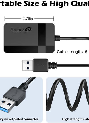 SmartQ C368 USB 3.0 Card Reader - Plug & Play, Compatible with Apple & Windows, Supports SD, Micro SD, MS, CF Cards