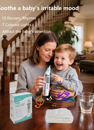Nasal Aspirator for Baby,Baby Nose Sucker,Electric Nasal Aspirator for Baby,for Relieving Nasal Congestion,Nose Cleaner with 3 Silicone Tips,Adjustable Suction Level,Music and Light Soothing Function