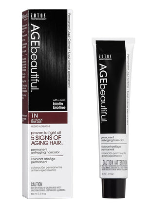 AGE beautiful Permanent Hair Color Cream, 100% Gray Coverage Hair Dye with Biotin Anti-Aging Formula for Fuller, Thicker Hair, Professional Salon Quality