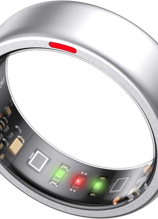 Smart Ring Pro, No App Subscription, Sleep & Activity Tracker with Heart Rate Monitoring, 7 Days Battery Life, IP68 Waterproof Fitness Ring, Compatible with iOS & Android(Matte Silver,9)