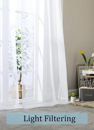 OWENIE Sheer Curtains 84 inches Long 2 Panels Set for Living Room/Bedroom, Rod Pocket Voile Sheer Panel Drapes, White, 2pcs, Each 42 inch W x 84 inch L