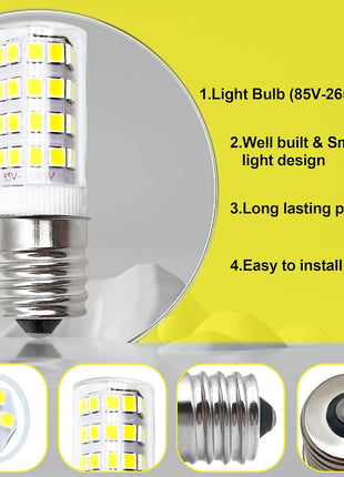 5304517886 KEI D28a KEL2811 LED Bulb E17 3.8W 100V-265V | Compatible with Frigidaire Kenmore Electrolux Crosley Freezer Lamp Replace 5304498578 7297114000 7241552801 5304495326 (2Pcs)