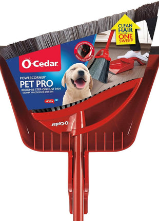 O-Cedar Pet Pro Broom with Step-On Dustpan | Remove 99% with One Sweep | DustPan Removes 3 Times More Pet Hair | Quiet Cleaning Tool for Cat and Dog Owners