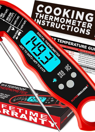 Alpha Grillers Meat Thermometer Digital   Instant Read Food Thermometer for Cooking Grilling Air Fryer Griddle Probe Kitchen Gadgets Essentials BBQ Accessories Grill Gifts for Men Him Dad Birthday