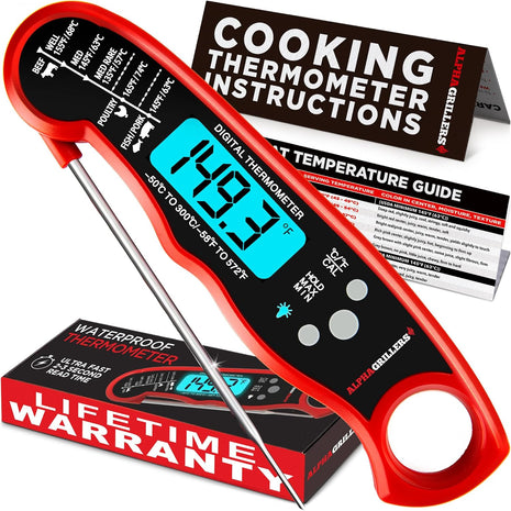 Alpha Grillers Meat Thermometer Digital   Instant Read Food Thermometer for Cooking Grilling Air Fryer Griddle Probe Kitchen Gadgets Essentials BBQ Accessories Grill Gifts for Men Him Dad Birthday
