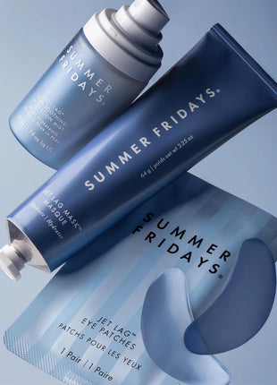Summer Fridays Jet Lag Hydrating Eye Patches - De-puffing Hydrogel Under Eye Masks with Hyaluronic Acid, Caffeine + Peptides - Soothing + Refreshing At-Home + Travel Skin Care (6 Pairs)