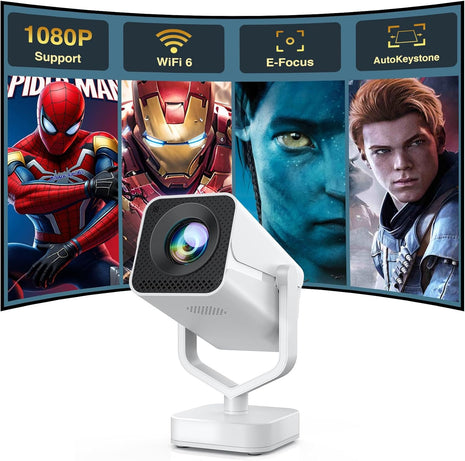 Mini Portable Projector with WiFi 6 and Bluetooth 5.2, 1080P 4K Support, 200 ANSI Lumens, Electric Focus &Auto Keystone 270° Rotatable Movie Wireless Projector for Phone, Compatible with TV Stick/HDMI