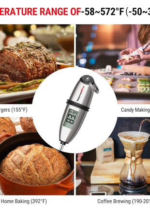 TempPro TempSwift 1 Sec Digital Food Thermometer for Kitchen Cooking | Meat Thermometer Digital, 5.3 inches Super Long Probe, Bread Baking Sourdough Liquids Candy Making Accessories Gift