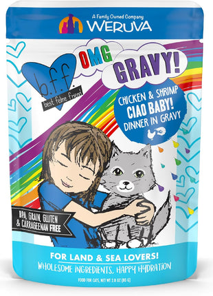 Weruva B.F.F. OMG - Best Feline Friend Oh My Gravy!, Rainbow A Gogo Variety Pack! Cat Food, 3oz Pouch (Pack of 12)
