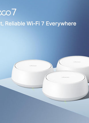 TP-Link Deco 7 BE25 Dual-Band BE5000 WiFi 7 Mesh Wi-Fi System | 4-Stream 5 Gbps, 240 Mhz | Covers up to 6,600 Sq.Ft | 2X 2.5G Ports Wired Backhaul | VPN,MLO, AI-Roaming, HomeShield, 3-Pack