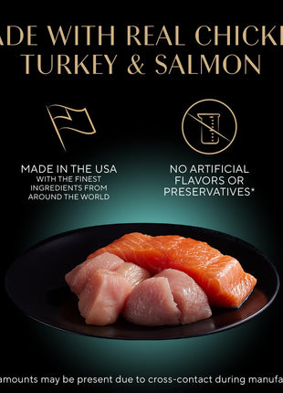 Sheba Perfect Portions Wet Cat Food Cuts in Gravy Variety Pack, Roasted Chicken Entree, with Sustainable Salmon, and Tender Turkey Entree, 2.6 oz. Twin-Pack Trays (24 Count, 48 Servings)