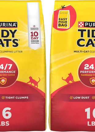 Purina Tidy Cats Clumping Cat Litter Odor Control, 24/7 Performance Multi Cat Litter - 16 lb. Bag