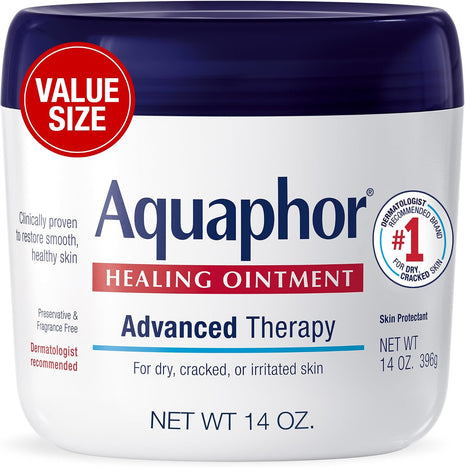 Aquaphor Healing Ointment, Advanced Therapy Skin Protectant, Dry Skin Body Moisturizer, Multi-Purpose Healing Ointment, For Dry, ed Skin & Minor Cuts & Burns, 396 g