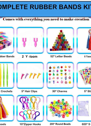 15000+ Rubber Loom Bands, Mega Rubber Bands Bracelet Kit,Loom Bracelet Making Kit with 3 Layer Container,30 Colors,380 Beads,30 Charms,Clips, Hooks Tools for DIY Art Holiday Gift