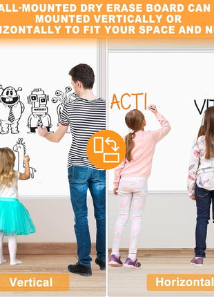 H-Qprobd Dry Erase Board for Wall 72 inchx40 inch Aluminum Presentation Magnetic Whiteboard with Long Pen Tray, Wall-Mounted White Board for School, Office and Home