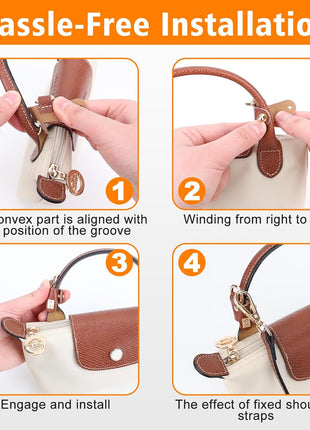 2Sets Shoulder Strap for Longchamp Bag Women, Purse Organizer, No-Punch Length Adjustable Leather Replacement Strap
