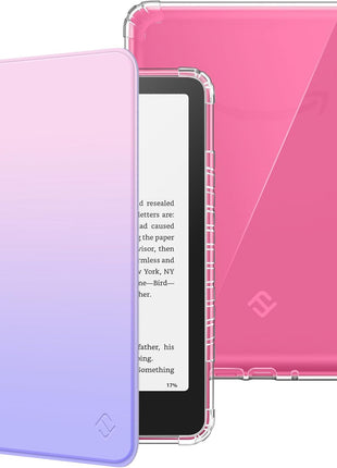 Fintie Case for 7 inch All-New Kindle Paperwhite (12th Generation, 2024) and Kindle Colorsoft, Ultra Clear Soft Light Transparent TPU Back Cover Auto Wake/Sleep, Fantasy Ombre