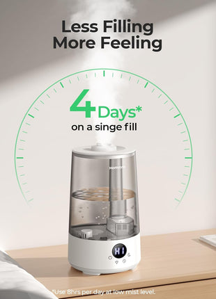 Homvana Humidifiers for Bedroom Home, 3.6 L Cool Mist Top Fill 34H Super Long Time, Quiet 23dB, Baby Humidifier, Oil Diffuser for Large Room, Plants, Nursery, Office BPA FREE, 7 Color Light Ultrasonic