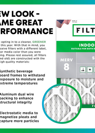 Filterbuy 20x20x1 Air Filter MERV 8 (MPR 700) Dust Defense Replacement (6-Pack), Electrostatic Pleated HVAC AC Furnace Filters, Made in USA (Actual Size: 19.50 x 19.50 x 0.75)