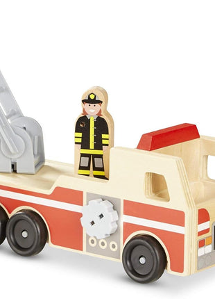 Melissa & Doug Wooden Fire Truck with 3 Firefighter Play Figures