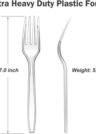 Dealusy 360 Count Extra Heavy Duty Clear Plastic Forks Disposable, BPA-Free, Heat Resistant, Solid and Durable Disposable Forks Bulk, Premium Plastic Forks heavy duty for Party Supply