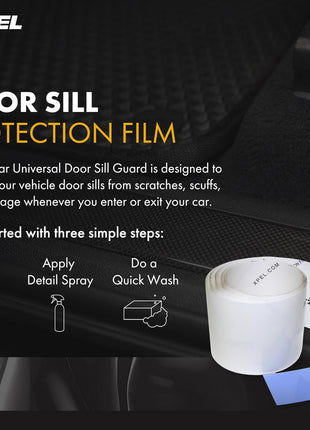 XPEL Clear Universal Door Sill Guard - 60 inch x 2.75 inch - Ultimate Protection for Car or Truck Door Sills against High Traffic and Damage, Easy to Install Interior Protection Film Kit