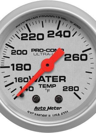 Auto Meter 4331 Ultra-Lite Mechanical Water Temperature Gauge, 2 1/16 inch