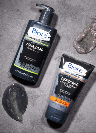 Bioré Men's Skincare Charcoal Face Wash, Deep Cleans Pores & Refreshes Skin, 6.77 Fl. Ounces
