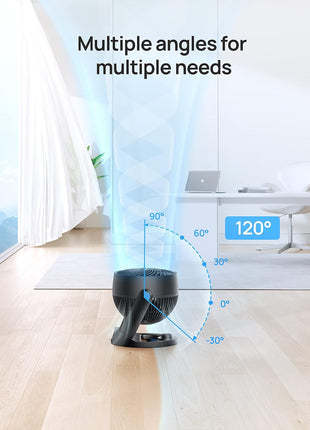 DREO Fan for Bedroom, 12 Inches, 70ft Powerful Airflow, 25db Quiet Table Air Circulator Fans for Whole Room, 120° Adjustable Tilt, 3 Speeds, Desktop Fan for Home, Office, Kitchen