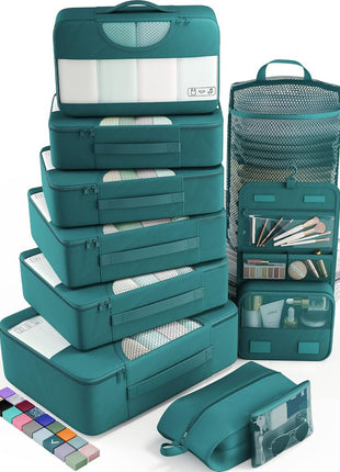 Veken 10 Set/8 Set Packing Cubes for Travel Essentials, Suitcase Organizer Bags in 4 Sizes, Carry-On Luggage Accessories with Large Laundry & Toiletry Bag, Must-Have for Airplane, Road Trip & Camping