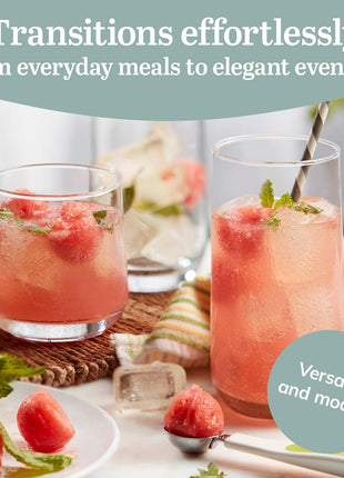 Libbey Ascent Tumbler & Rocks Drinking Glasses Set of 16, Clear Glass Cups | 16.25 oz & 12.25 oz Capacities Glasses for Water, Juice, Cocktails, and More with Curved Design and Dishwasher-Safe Care