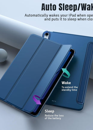 TiMOVO Case for iPad Air 11 Inch M4/M3/M2, Air 5th/4th Gen 10.9",Abyss Blue | Slim Stand, Hard Translucent Back Cover, Support Touch ID, Auto Wake/Sleep
