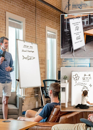 Easel Whiteboard - Magnetic Portable Dry Erase 36 x 24 Tripod Height Adjustable, 3' x 2' Flipchart Easel Stand White Board for Office or Teaching at Home & Classroom (36x24 White)